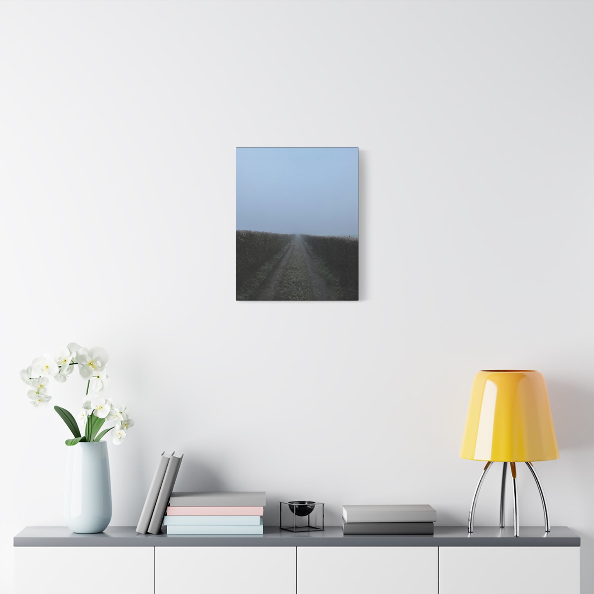 Foggy Country Lane Matte Canvas Wall Art — Stretched 1.25"