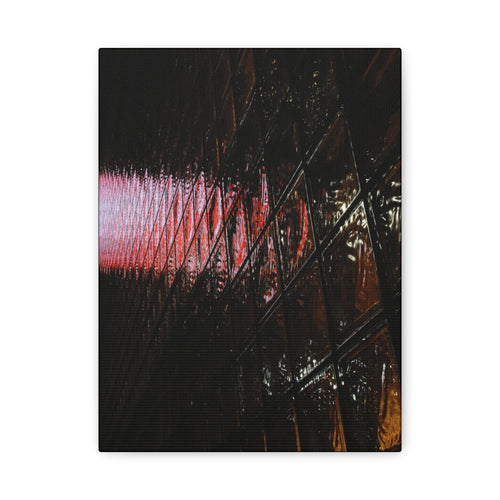 Abstract Reflection Matte Canvas Wall Art — Pink Neon Grid
