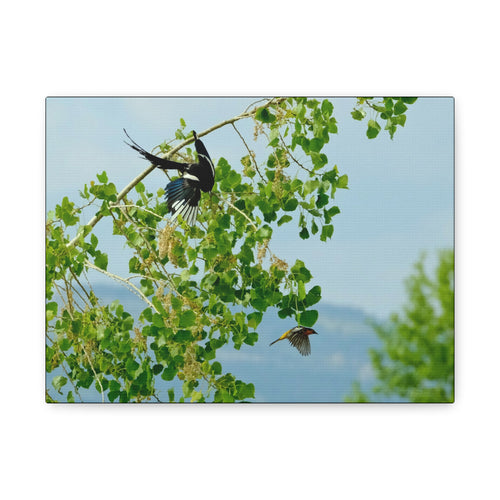 Birds in Flight Matte Canvas Wall Art — Spring Tree Branch Nature Print