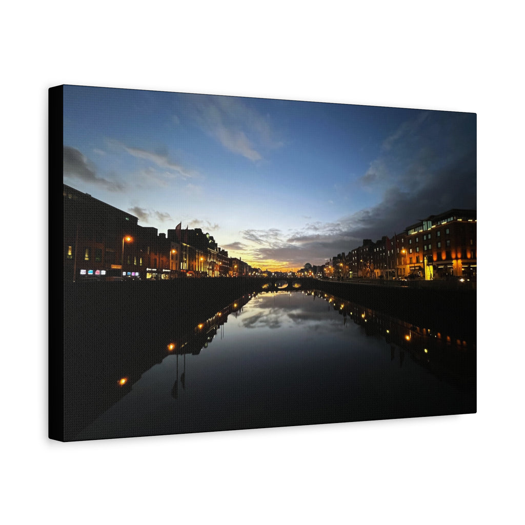 Dublin River Liffey Sunset Matte Canvas Print — Stretched Wall Art