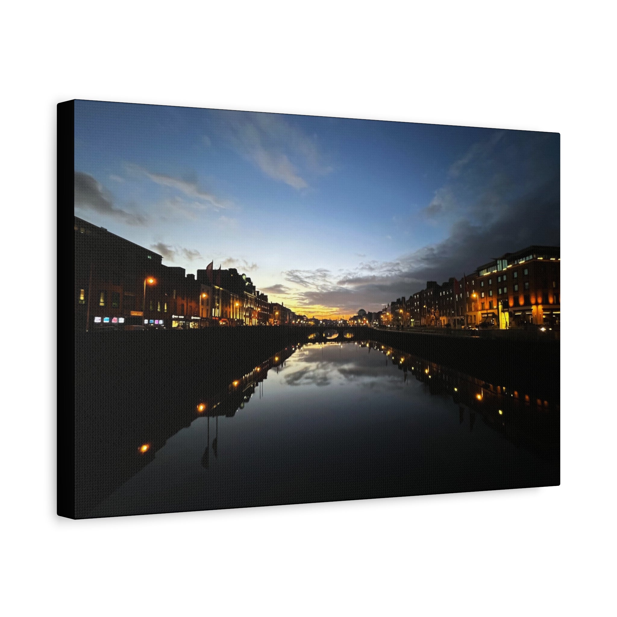 Dublin River Liffey Sunset Matte Canvas Print — Stretched Wall Art