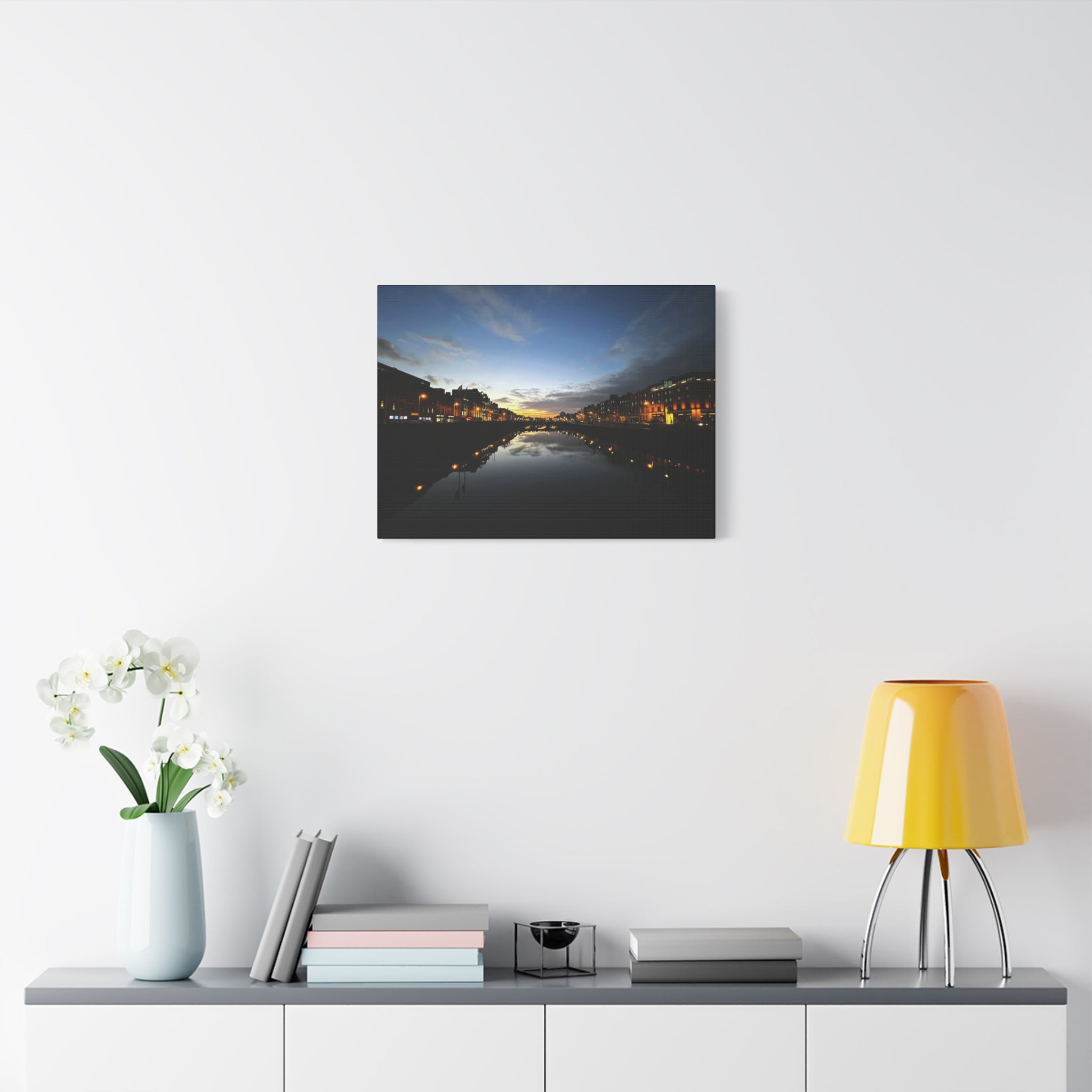 Dublin River Liffey Sunset Matte Canvas Print — Stretched Wall Art