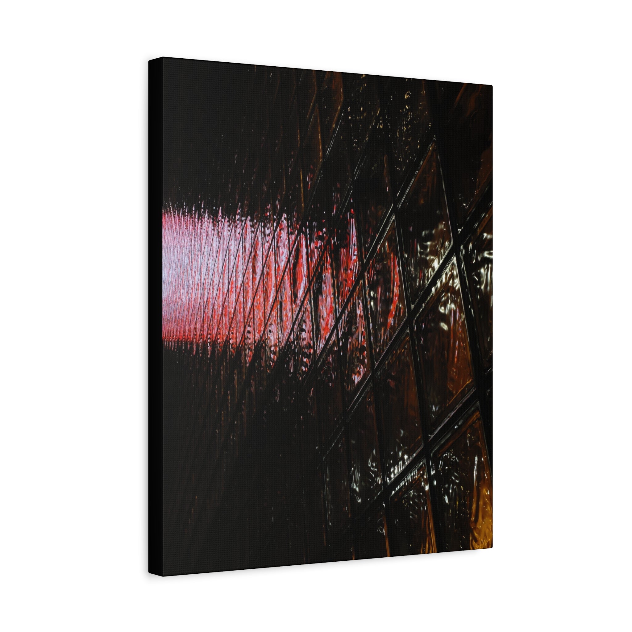 Abstract Reflection Matte Canvas Wall Art — Pink Neon Grid