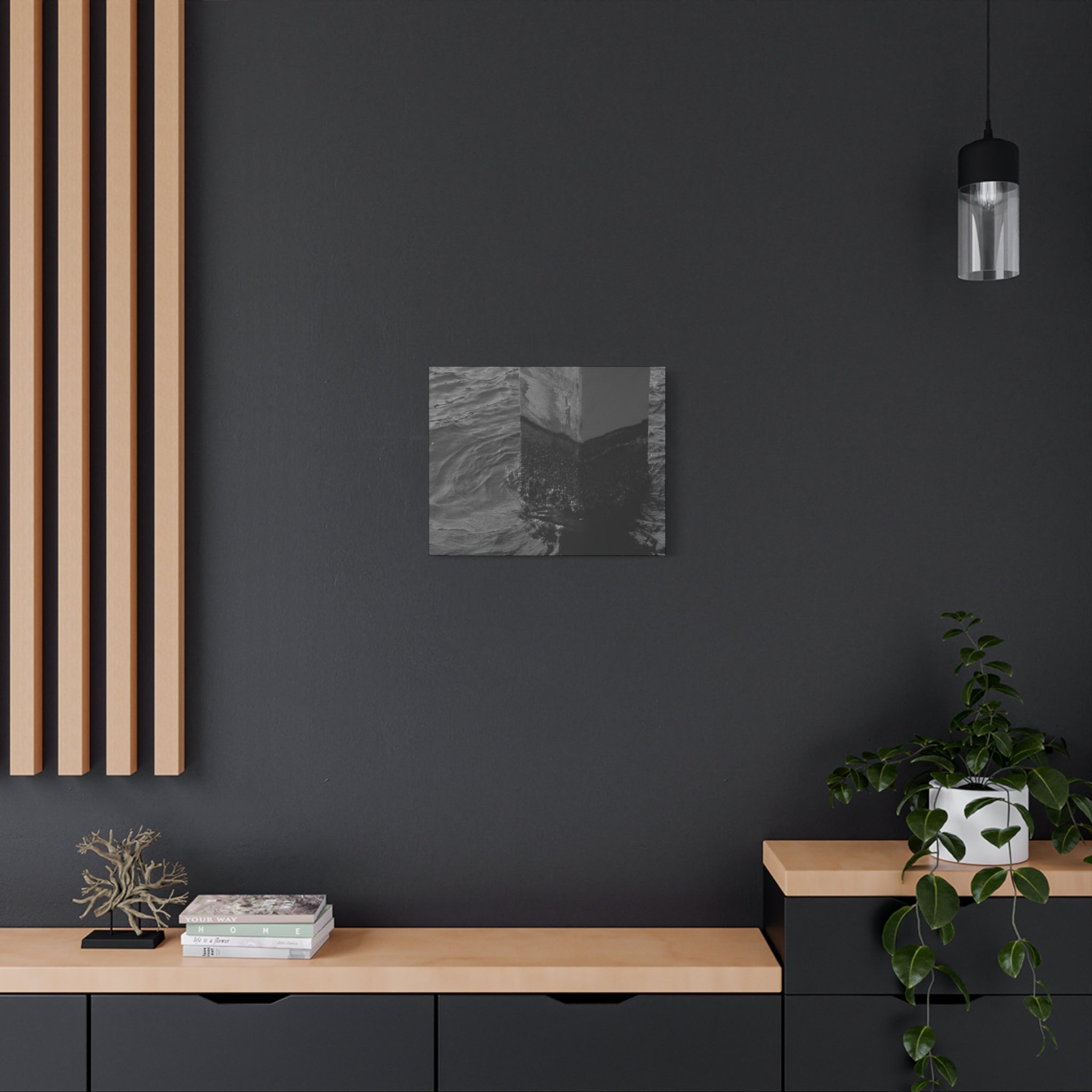 Black & White Pier Pillar Canvas - Matte Stretched Wall Art