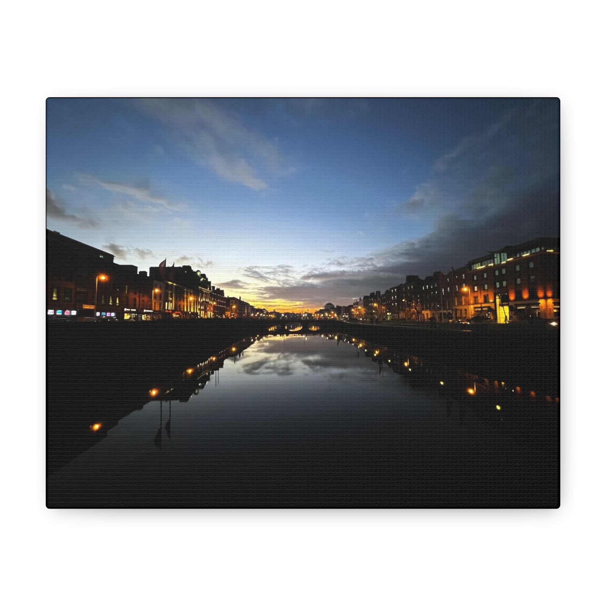 Dublin River Liffey Sunset Matte Canvas Print — Stretched Wall Art