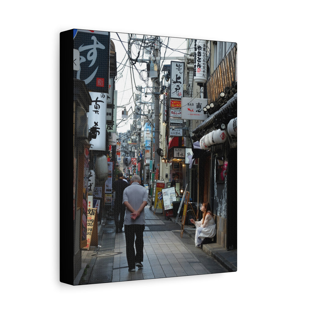 Osaka Alley Street Scene Matte Canvas – Stretched Urban Japan Wall Art