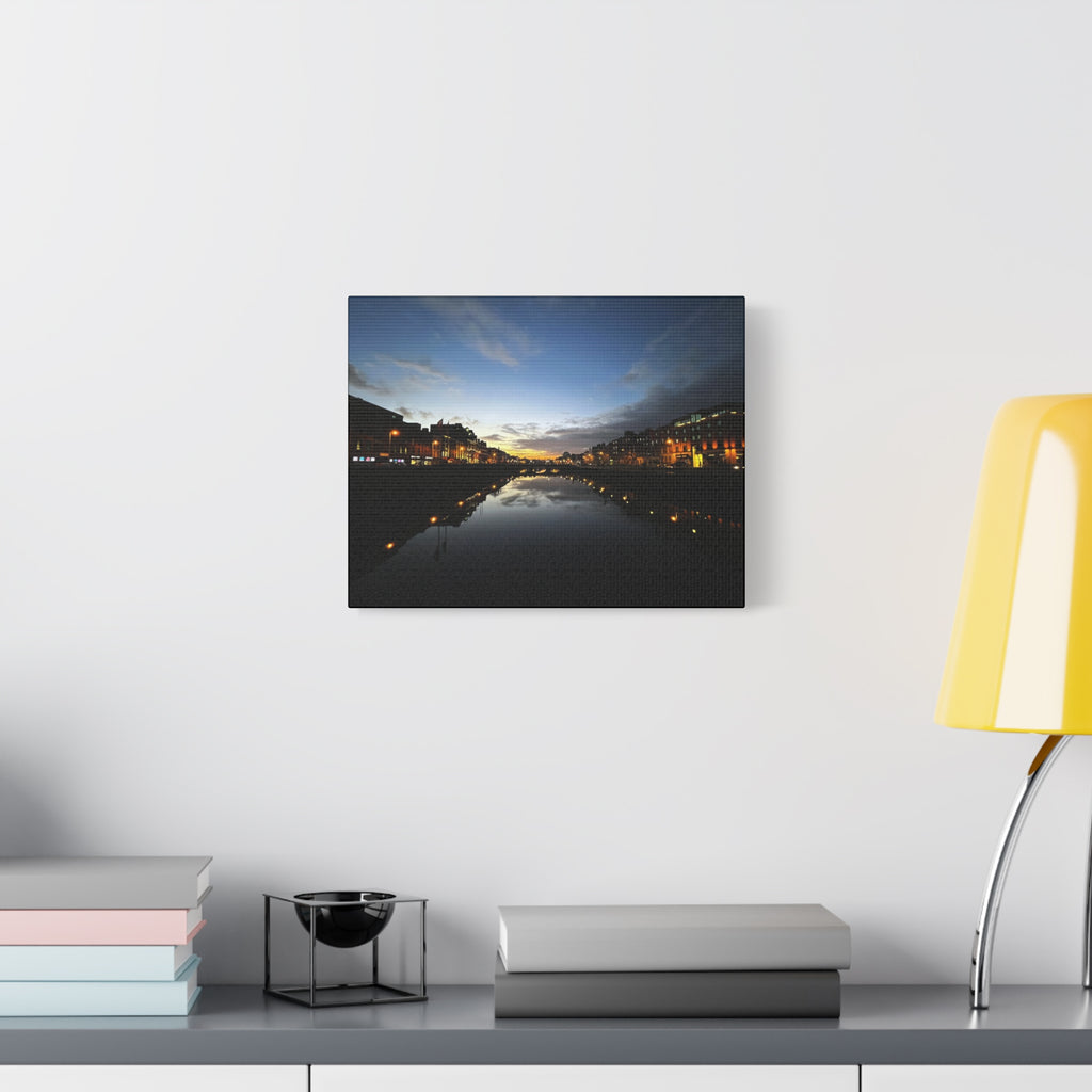 Dublin River Liffey Sunset Matte Canvas Print — Stretched Wall Art