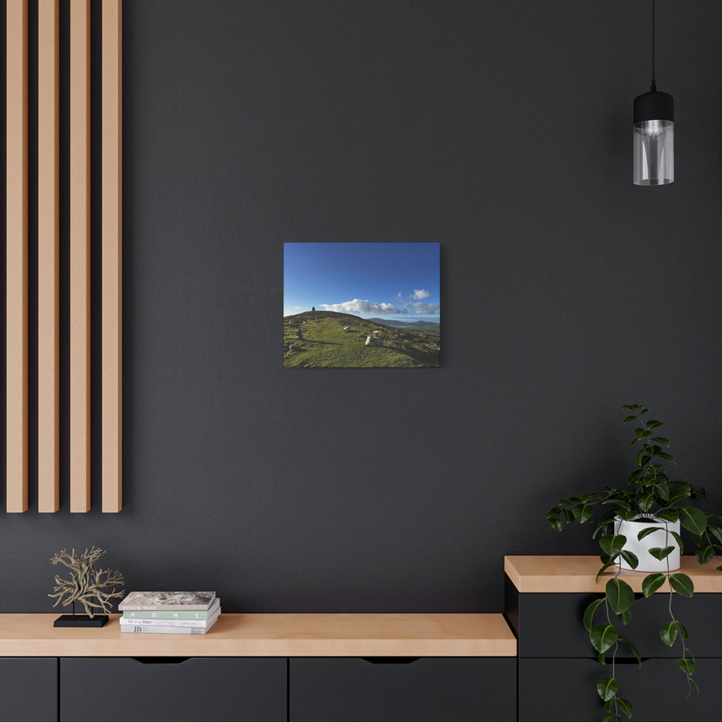 Sheep Lookout Canvas Print – Rolling Green Hills with Blue Sky