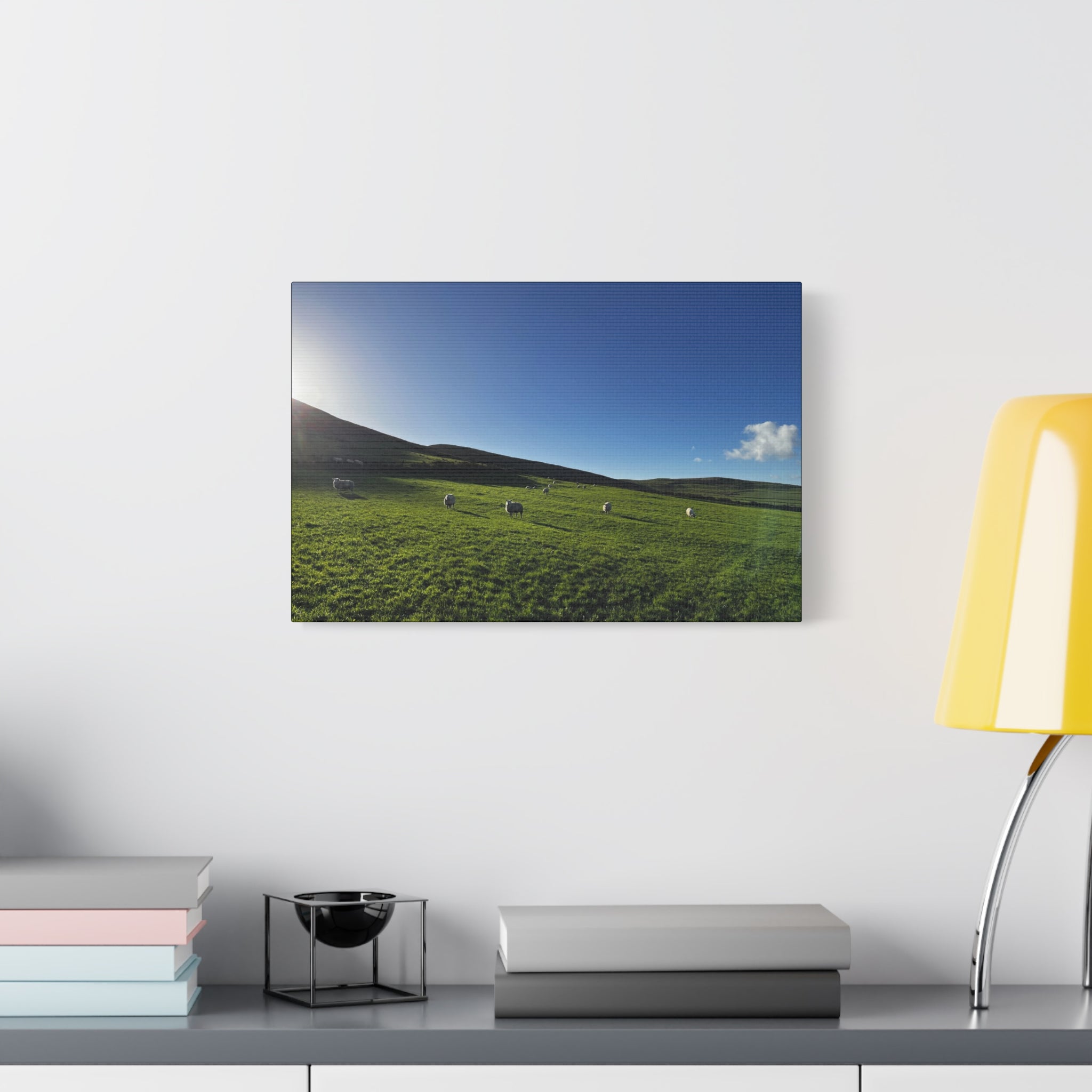 Irish sheep Pasture Canvas Print — Sheep Landscape Matte Stretched Wall Art