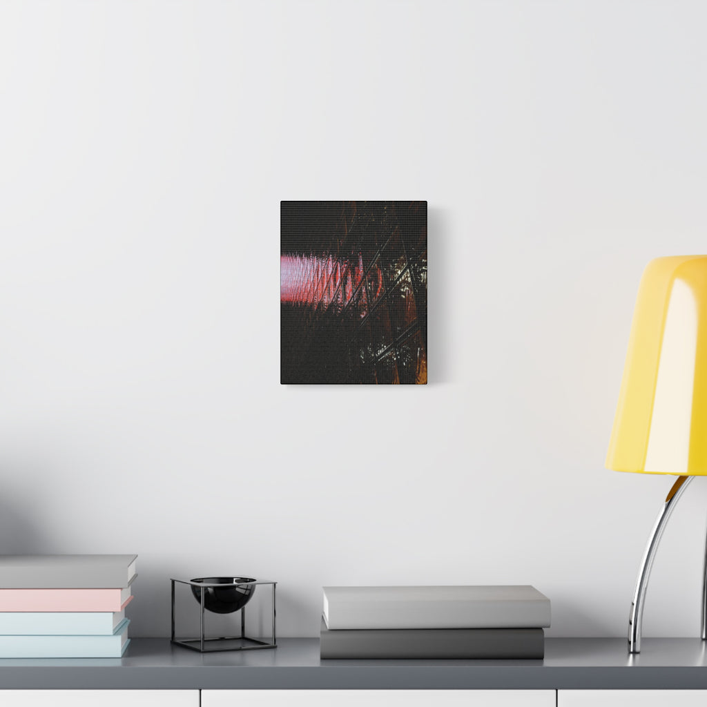 Abstract Reflection Matte Canvas Wall Art — Pink Neon Grid
