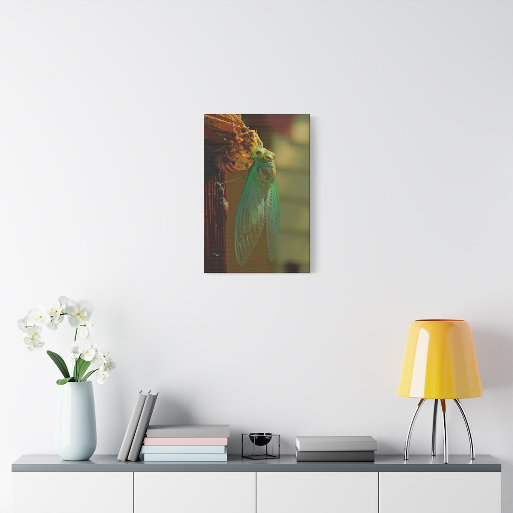 Cicada Close-Up Matte Canvas Wall Art — Nature Photography Stretched Print