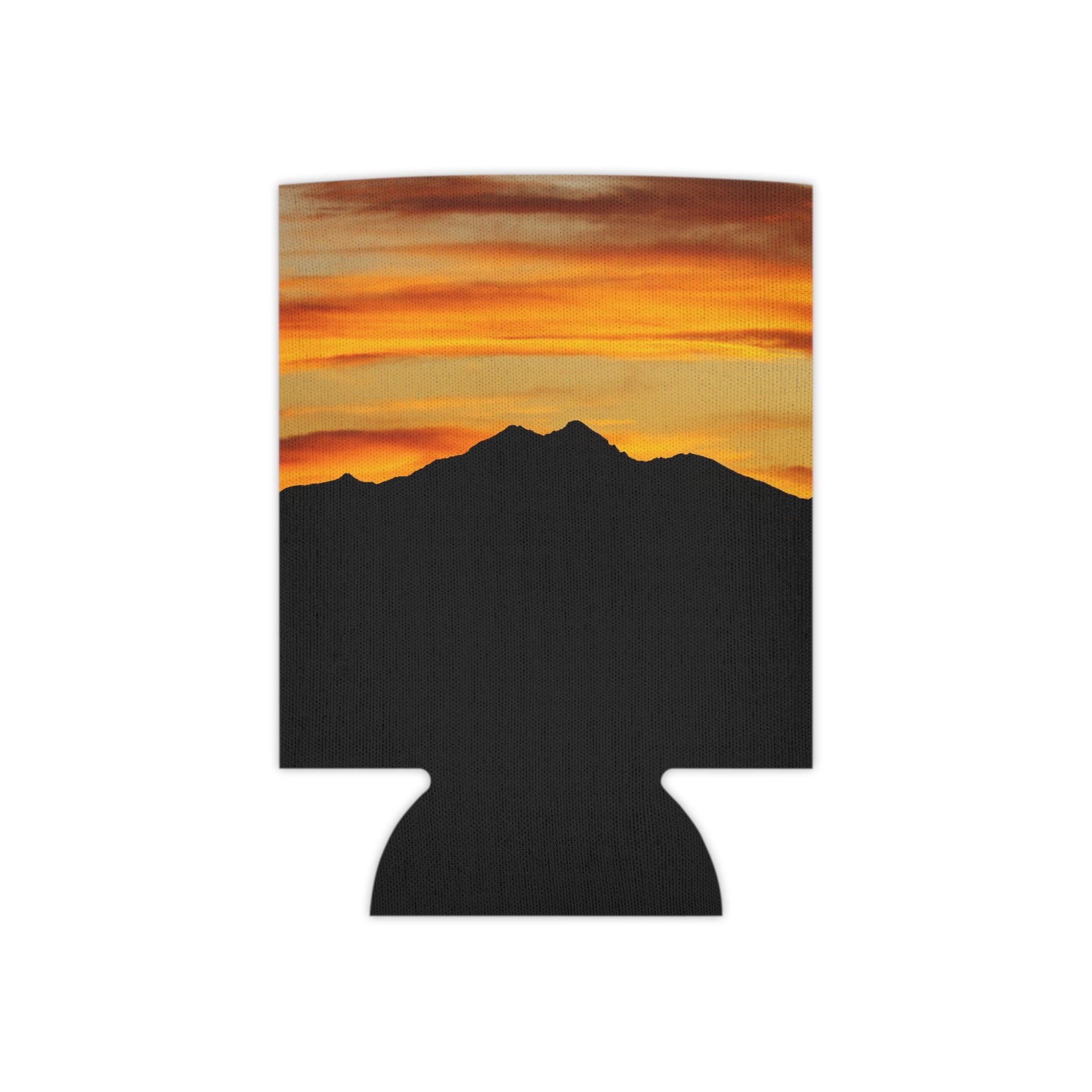 Longs Peak Mountain Silhouette Can Cooler - Scenic Sunset Beverage Koozie