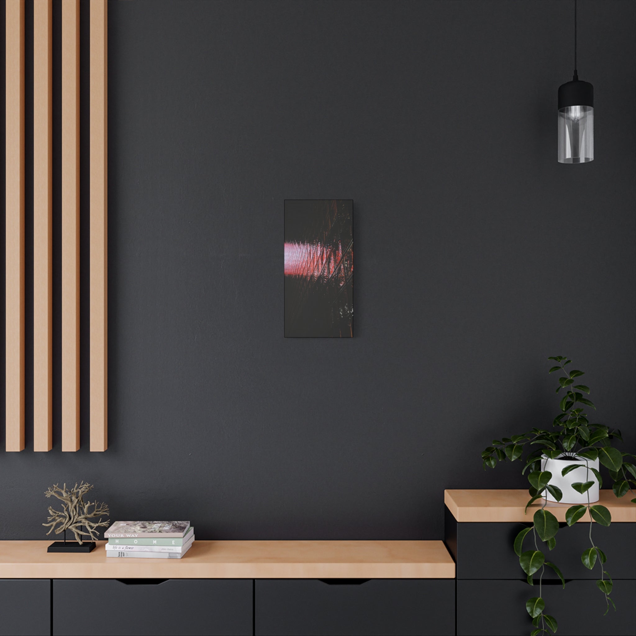 Abstract Reflection Matte Canvas Wall Art — Pink Neon Grid