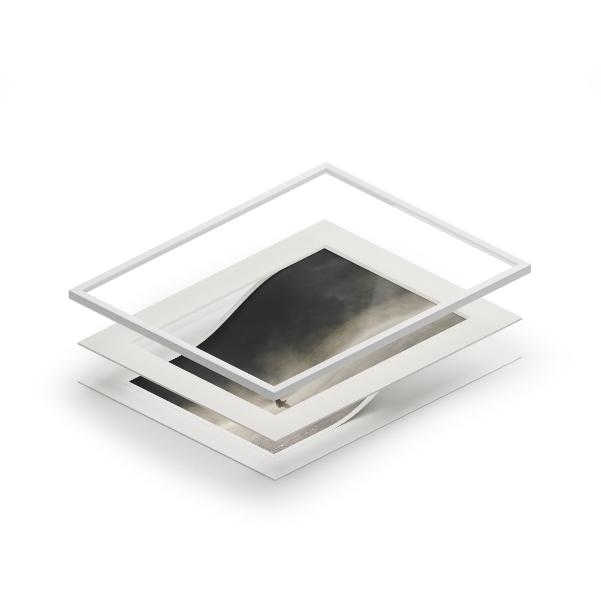 Fine Art Print — Misty Lake Solitude (Passepartout Paper Frame)