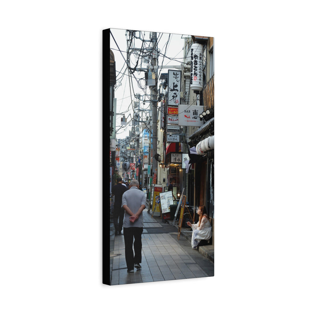 Osaka Alley Street Scene Matte Canvas – Stretched Urban Japan Wall Art
