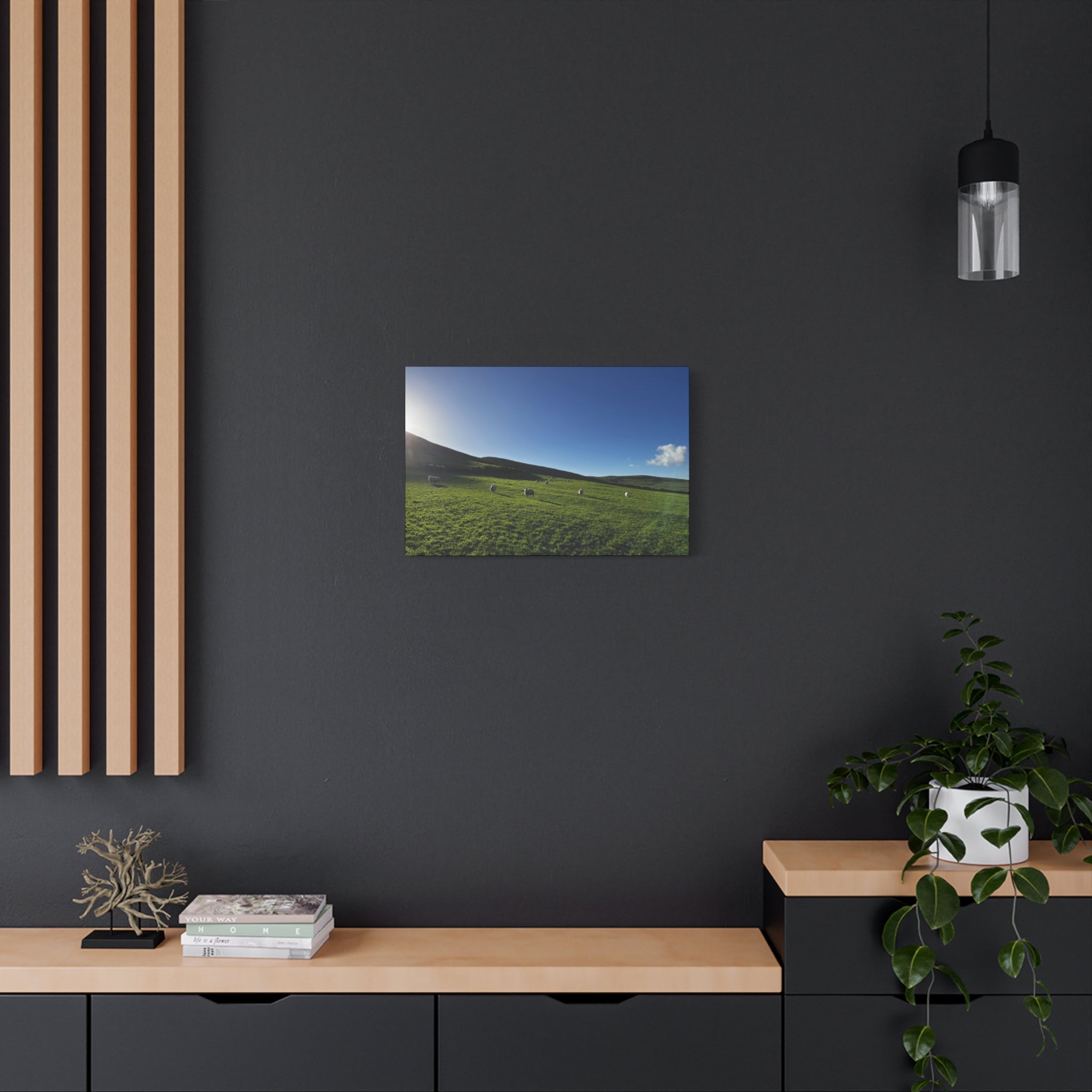 Irish sheep Pasture Canvas Print — Sheep Landscape Matte Stretched Wall Art