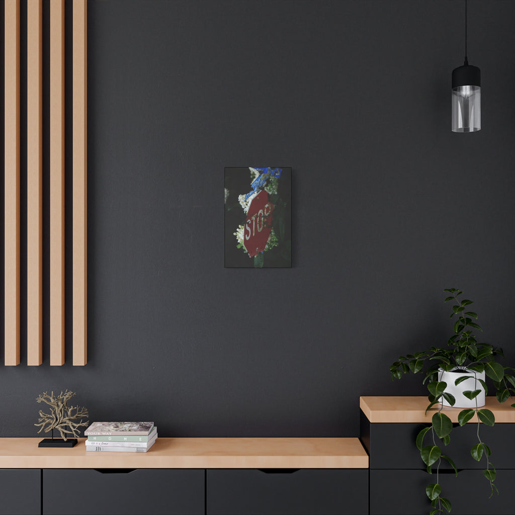 Stop Sign Floral Canvas Print — Matte Stretched Wall Art