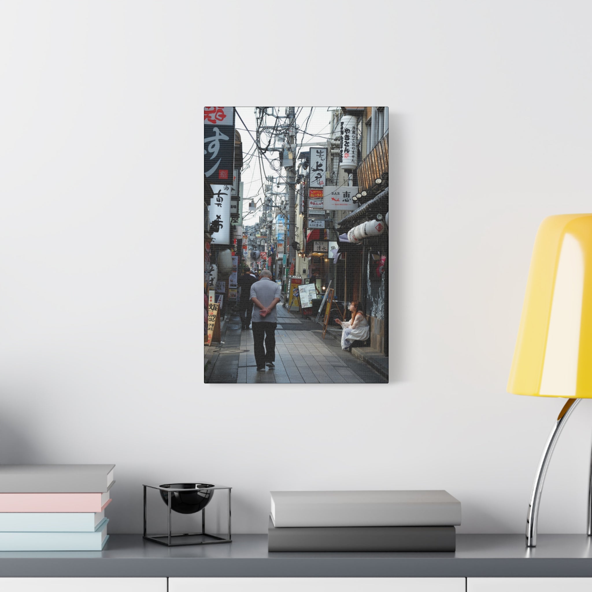 Osaka Alley Street Scene Matte Canvas – Stretched Urban Japan Wall Art