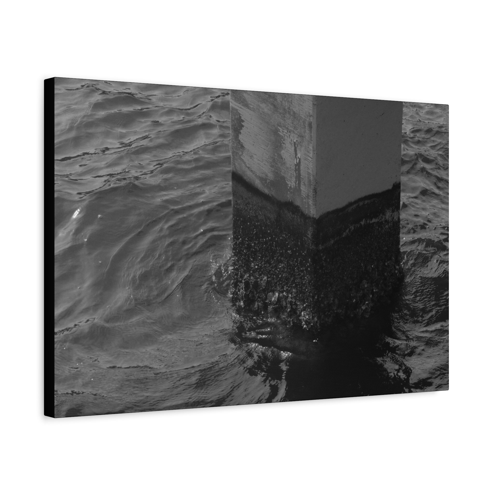 Black & White Pier Pillar Canvas - Matte Stretched Wall Art