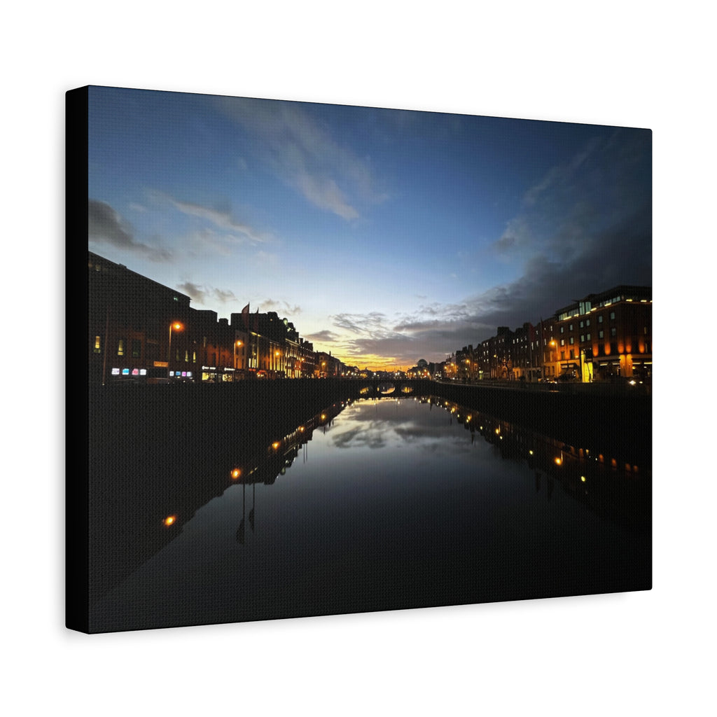 Dublin River Liffey Sunset Matte Canvas Print — Stretched Wall Art
