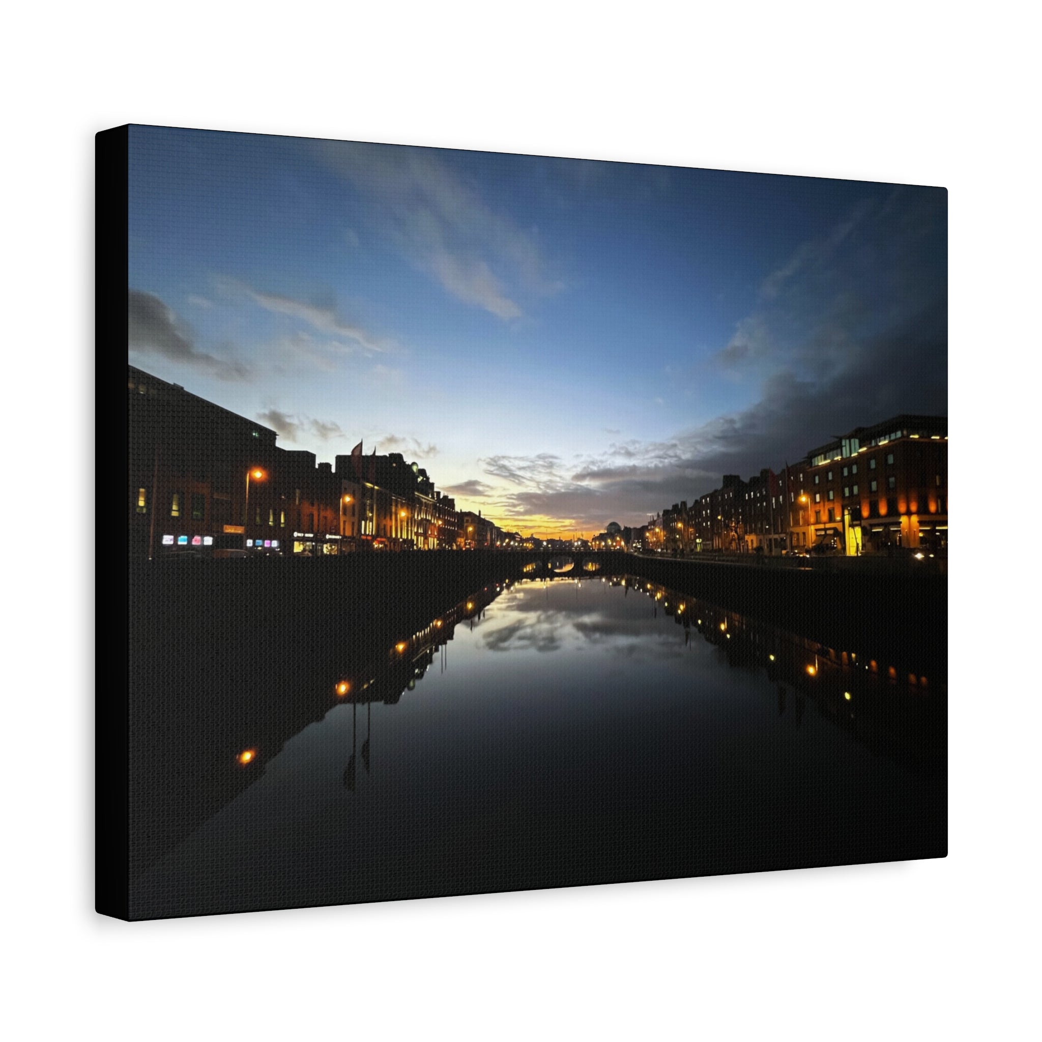 Dublin River Liffey Sunset Matte Canvas Print — Stretched Wall Art