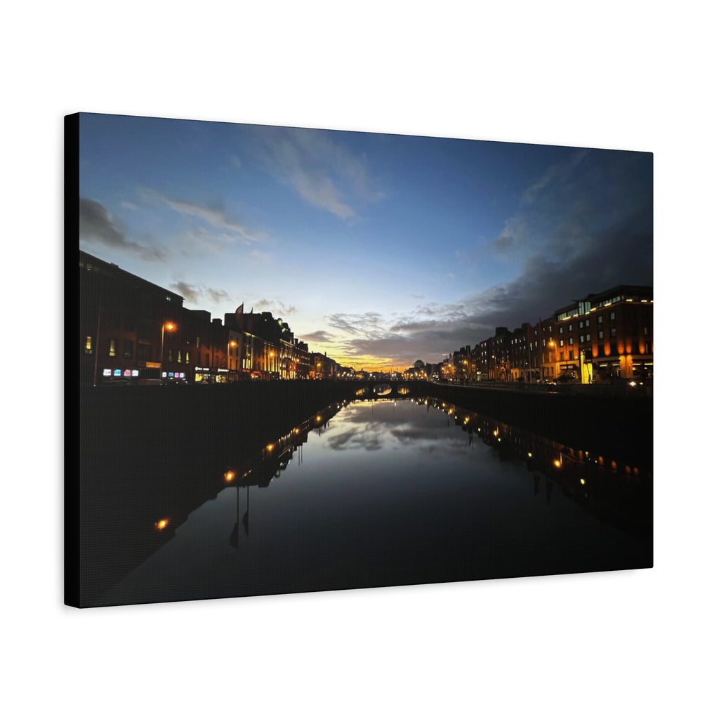 Dublin River Liffey Sunset Matte Canvas Print — Stretched Wall Art