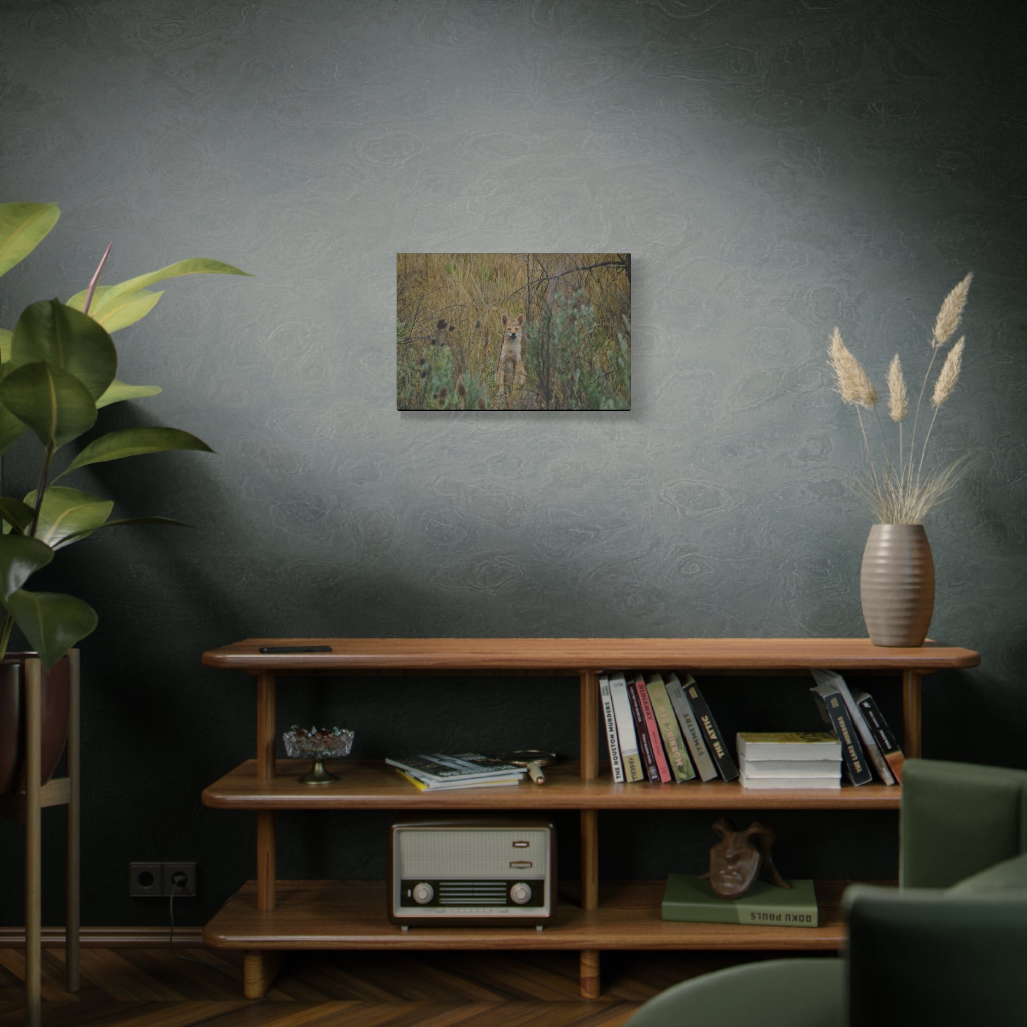 Friendly Face In The Wild - Coyote in Tall Grass Matte Canvas Wall Art