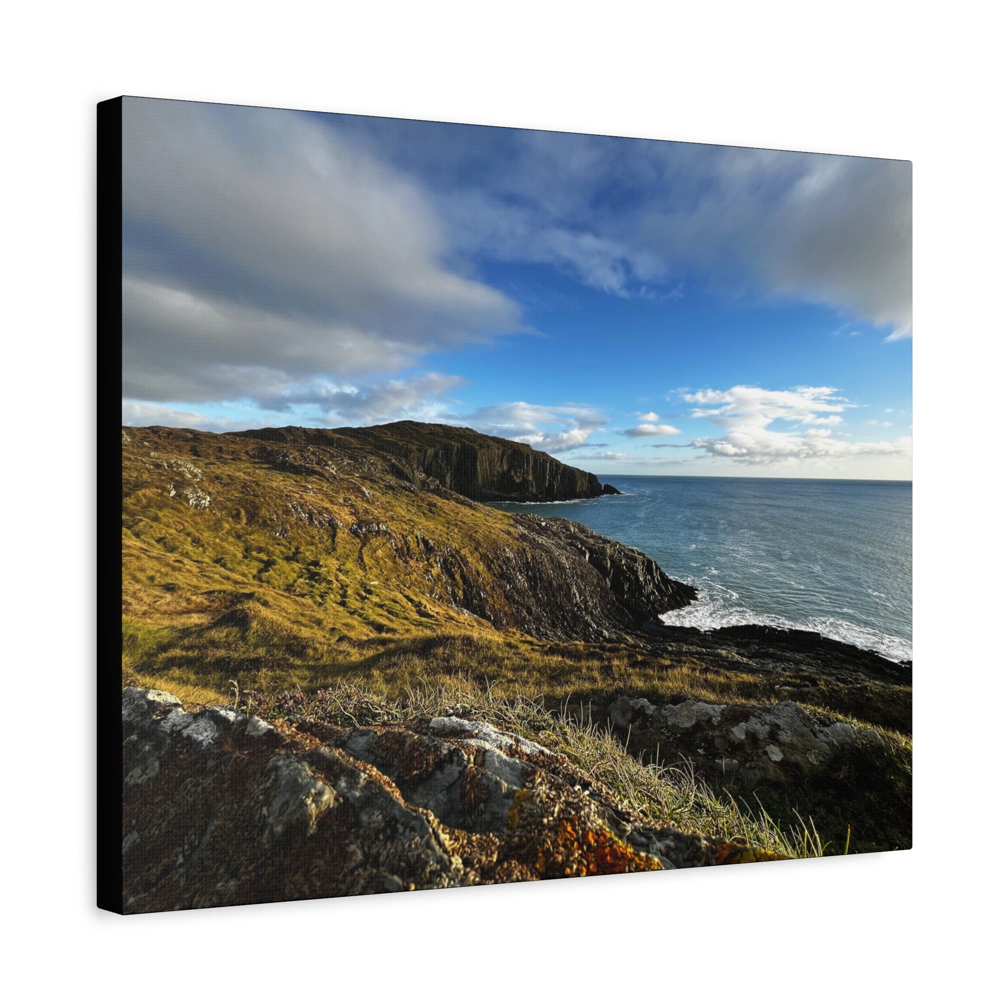 Emerald Isle Coastal Cliff Canvas Print – Seaside Landscape Matte Stretched Wall Art