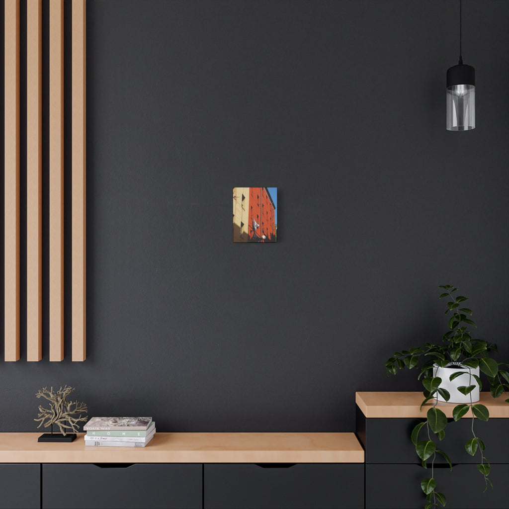 Spanish Facade Canvas Print — Colorful Apartment Building Wall Art on Matte Stretched Canvas