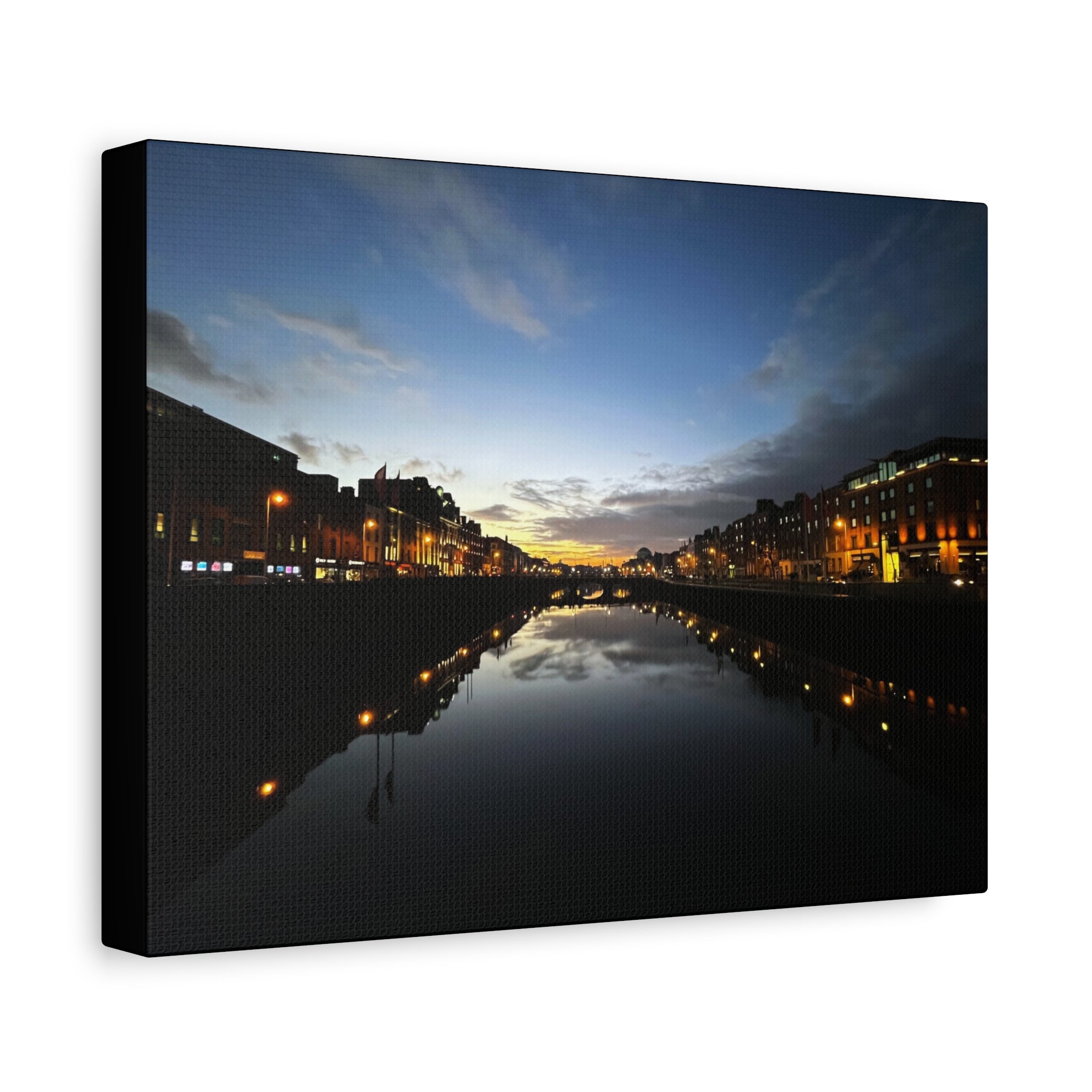 Dublin River Liffey Sunset Matte Canvas Print — Stretched Wall Art