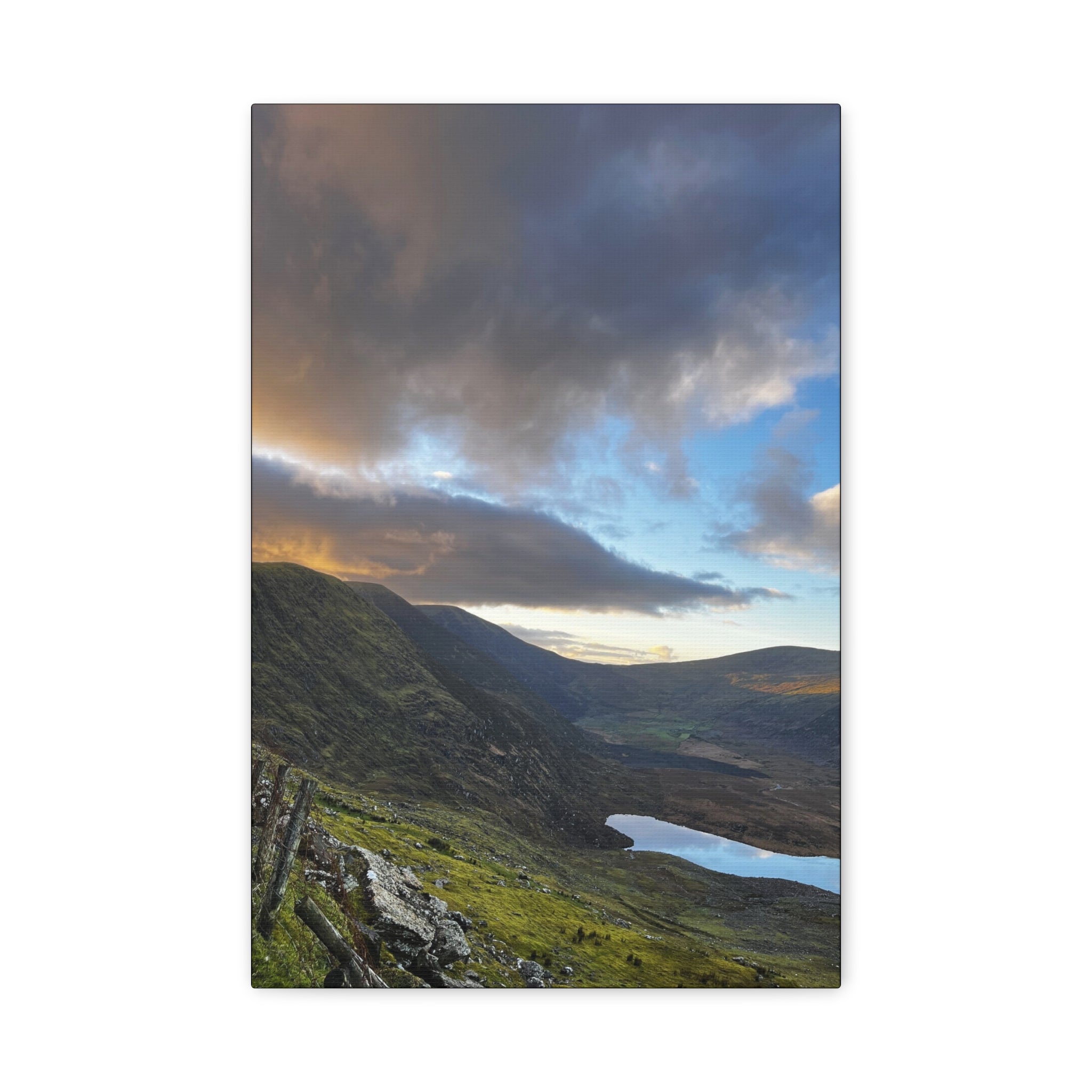 Rocky Irish Hills Canvas – Dramatic Mountain Valley Sunset Wall Art