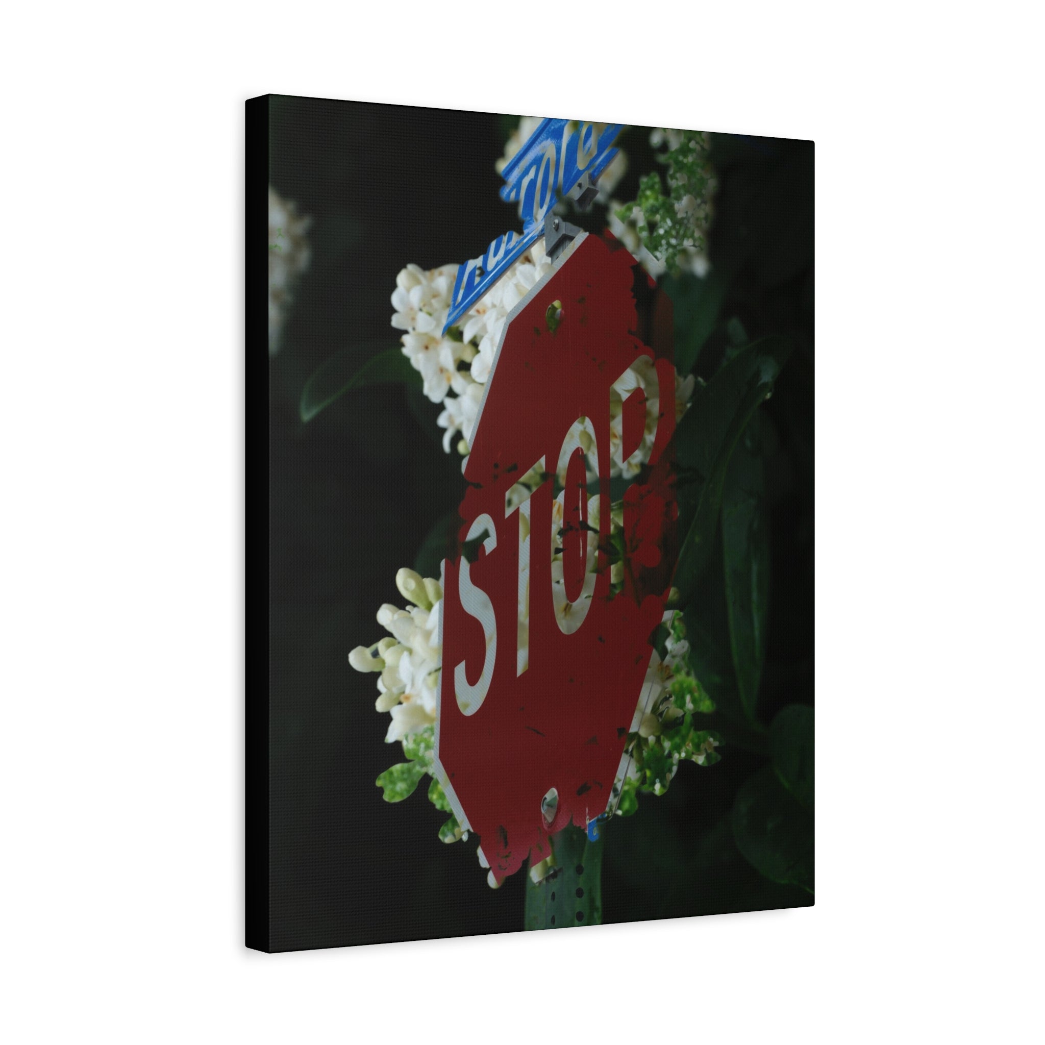 Stop Sign Floral Canvas Print — Matte Stretched Wall Art