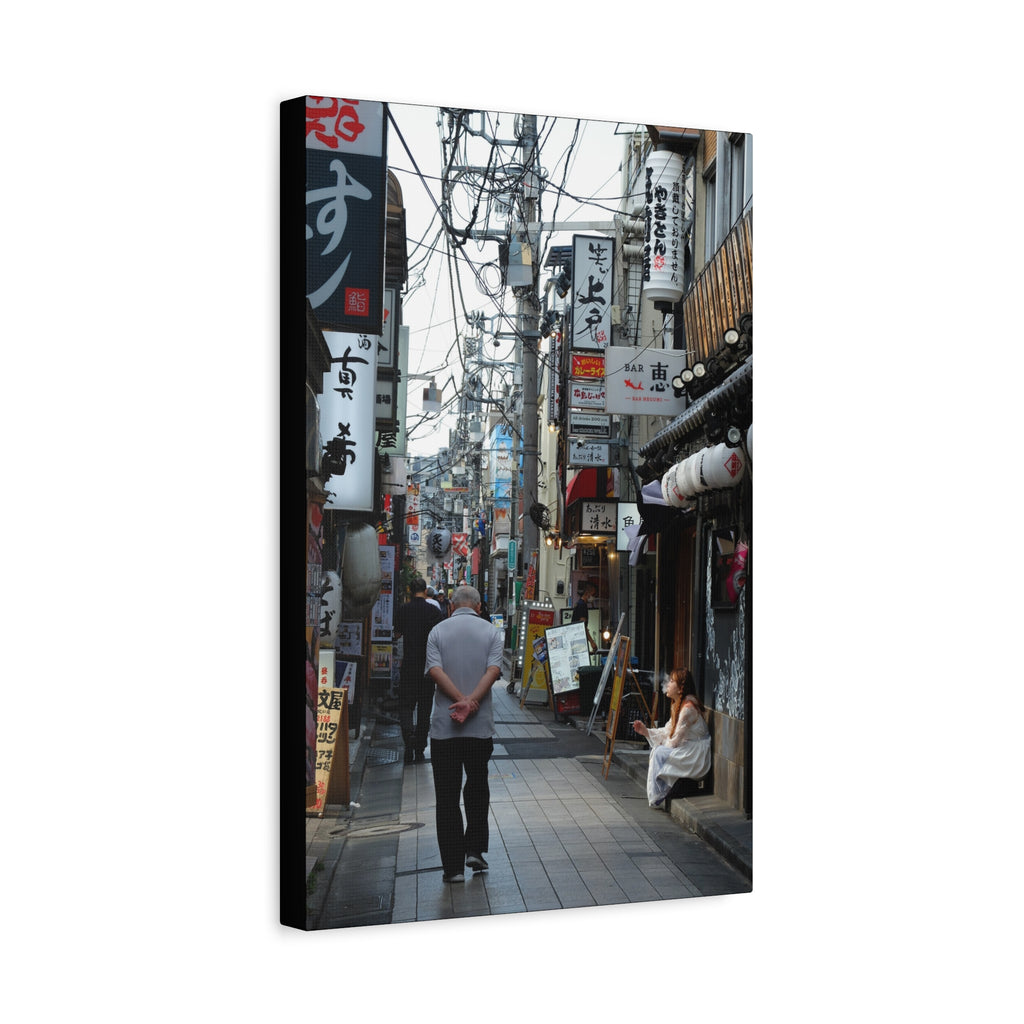 Osaka Alley Street Scene Matte Canvas – Stretched Urban Japan Wall Art