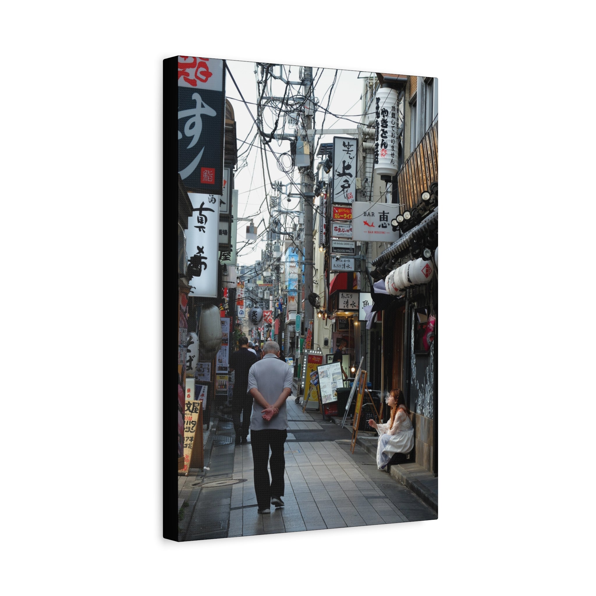Osaka Alley Street Scene Matte Canvas – Stretched Urban Japan Wall Art