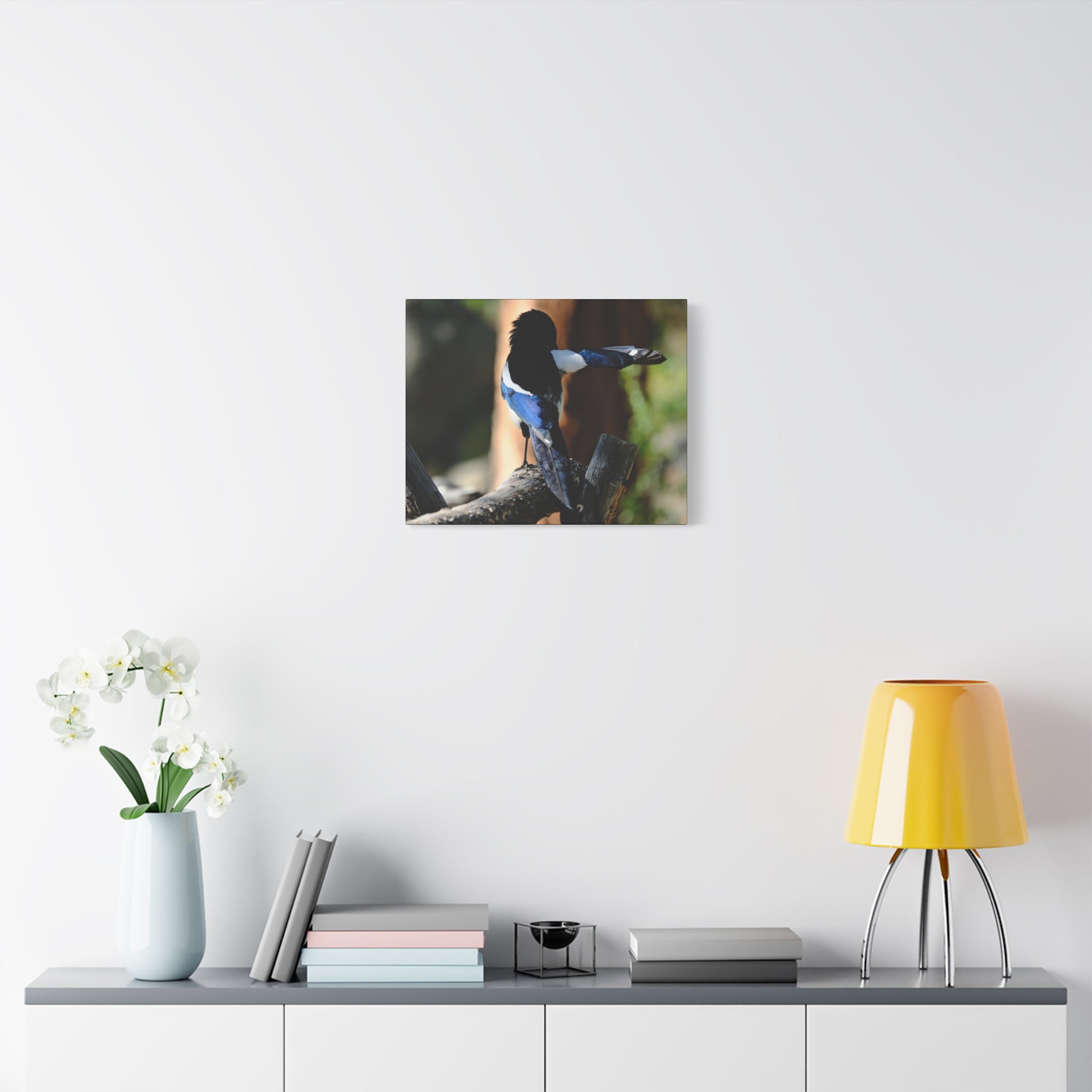Black-billed Magpie Wildlife Canvas Print — Matte Stretched Wall Art