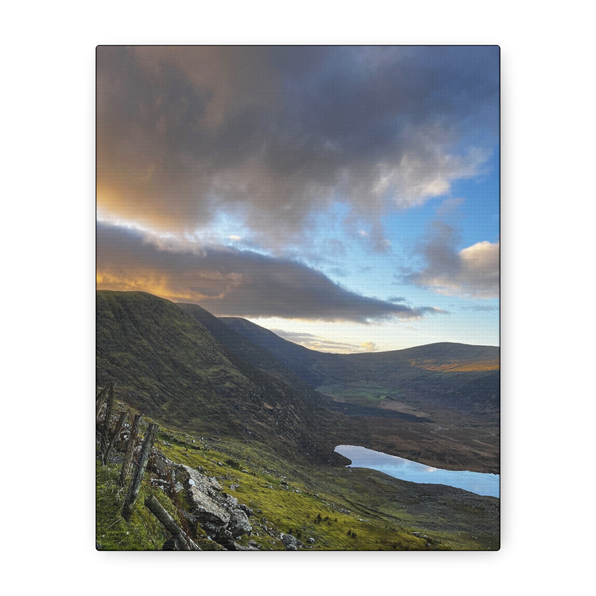 Rocky Irish Hills Canvas – Dramatic Mountain Valley Sunset Wall Art
