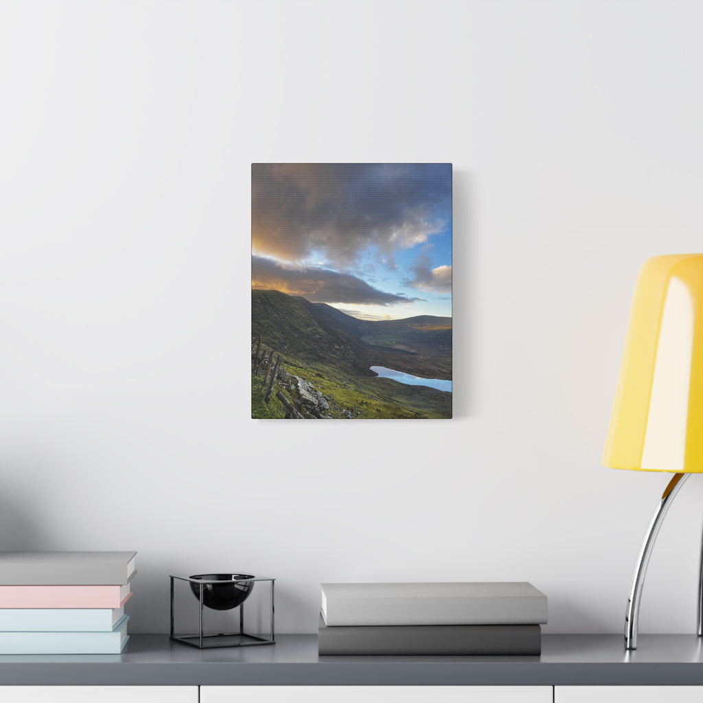 Rocky Irish Hills Canvas – Dramatic Mountain Valley Sunset Wall Art