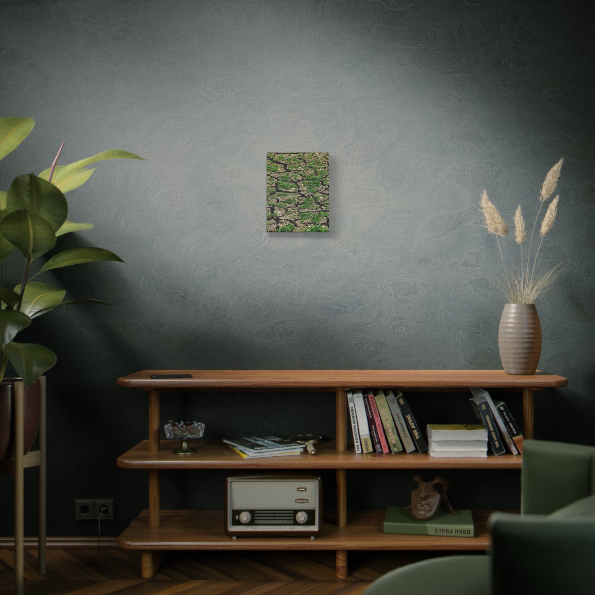 Life Finds A Way Canvas Print — Cracked Earth with Green Grass Matte Stretched Canvas (1.25")