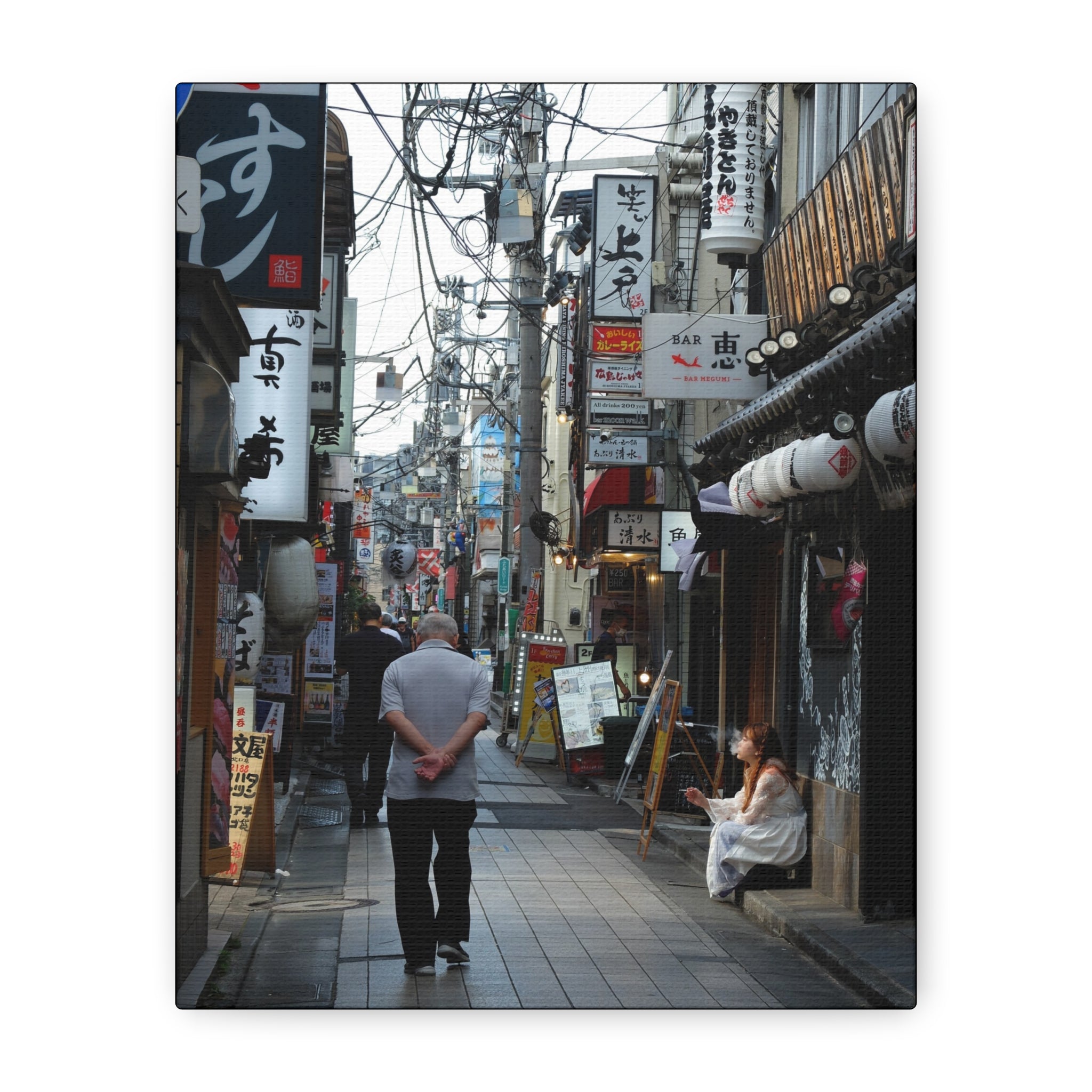 Osaka Alley Street Scene Matte Canvas – Stretched Urban Japan Wall Art