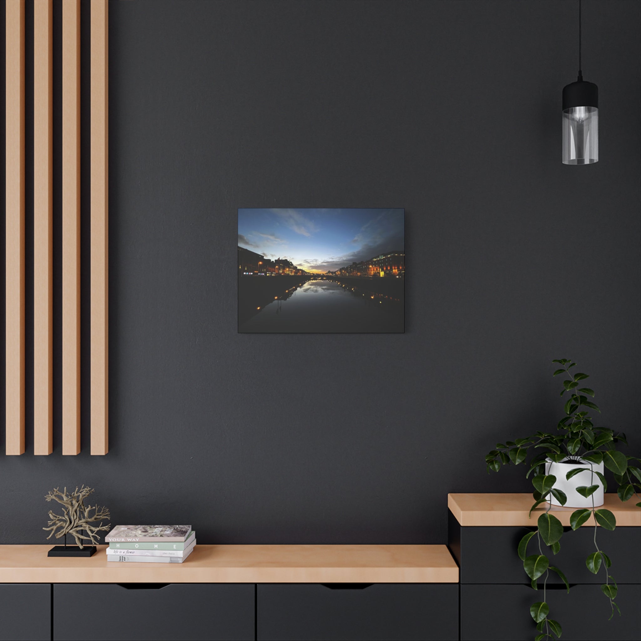 Dublin River Liffey Sunset Matte Canvas Print — Stretched Wall Art