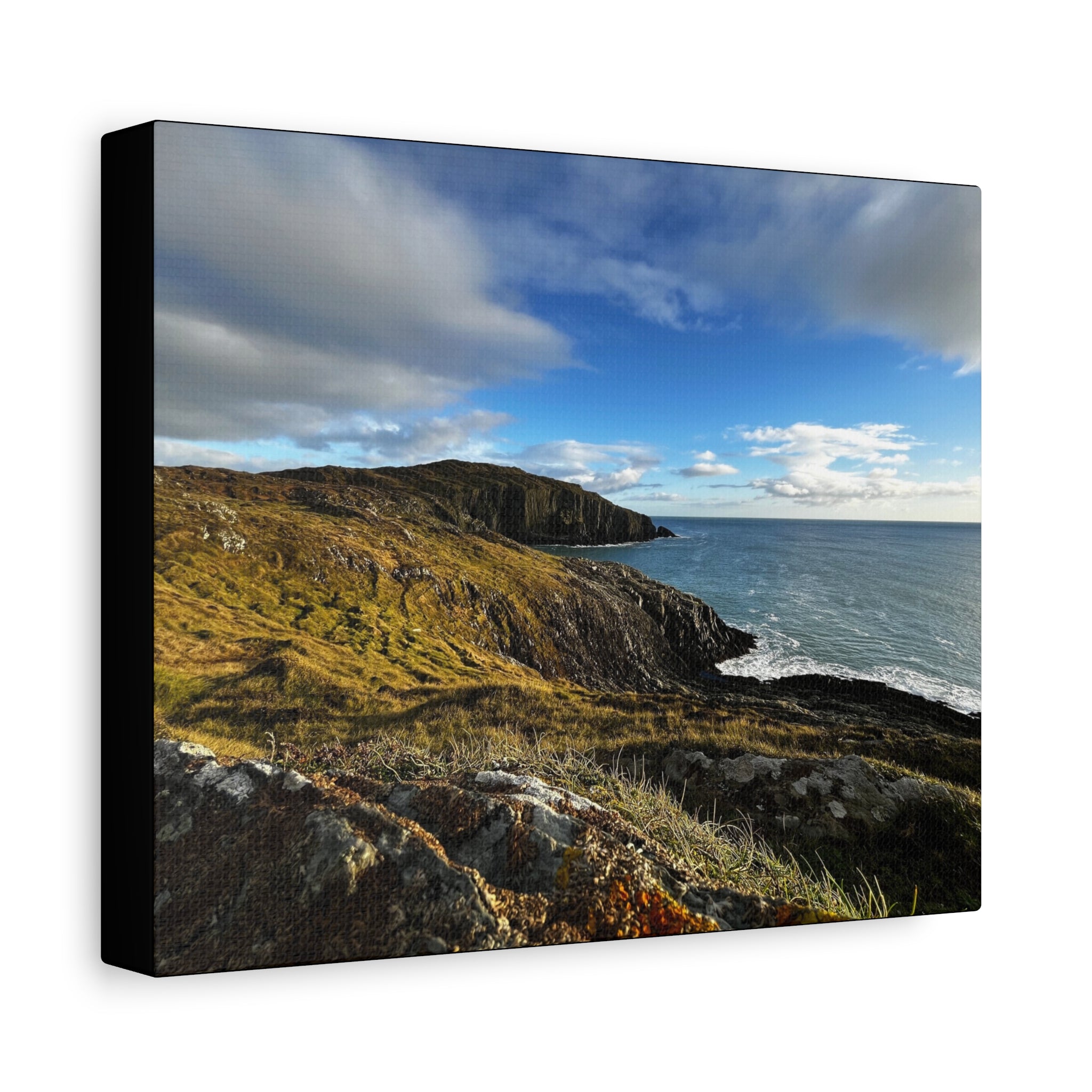 Emerald Isle Coastal Cliff Canvas Print – Seaside Landscape Matte Stretched Wall Art