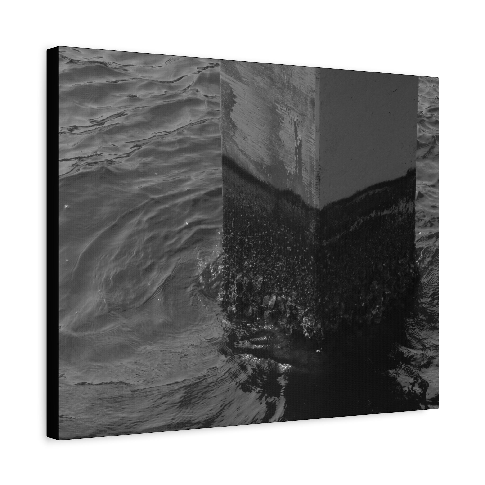 Black & White Pier Pillar Canvas - Matte Stretched Wall Art