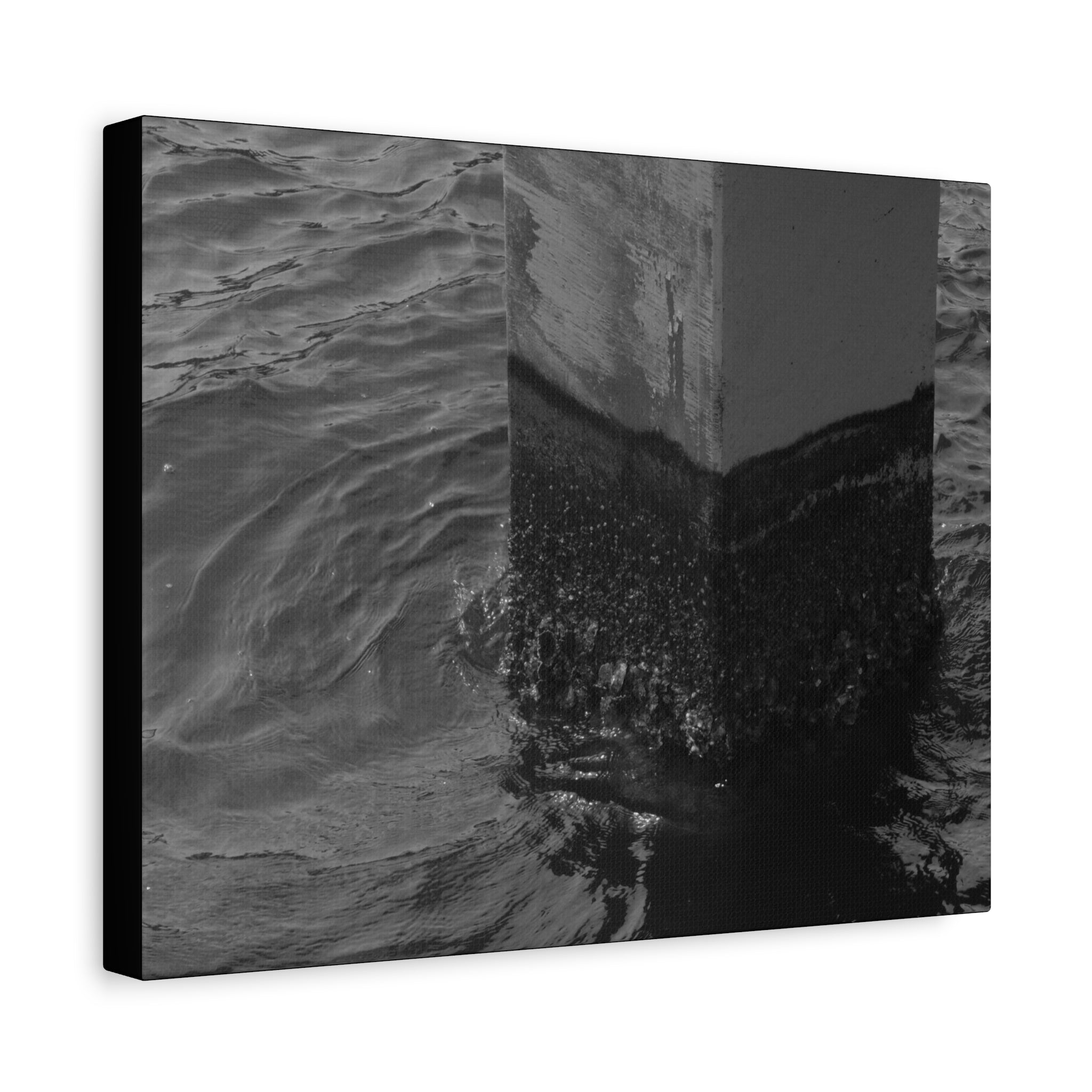 Black & White Pier Pillar Canvas - Matte Stretched Wall Art