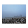 Frosty Morning Ruins Canvas Print — Misty Landscape Matte Stretched Wall Art