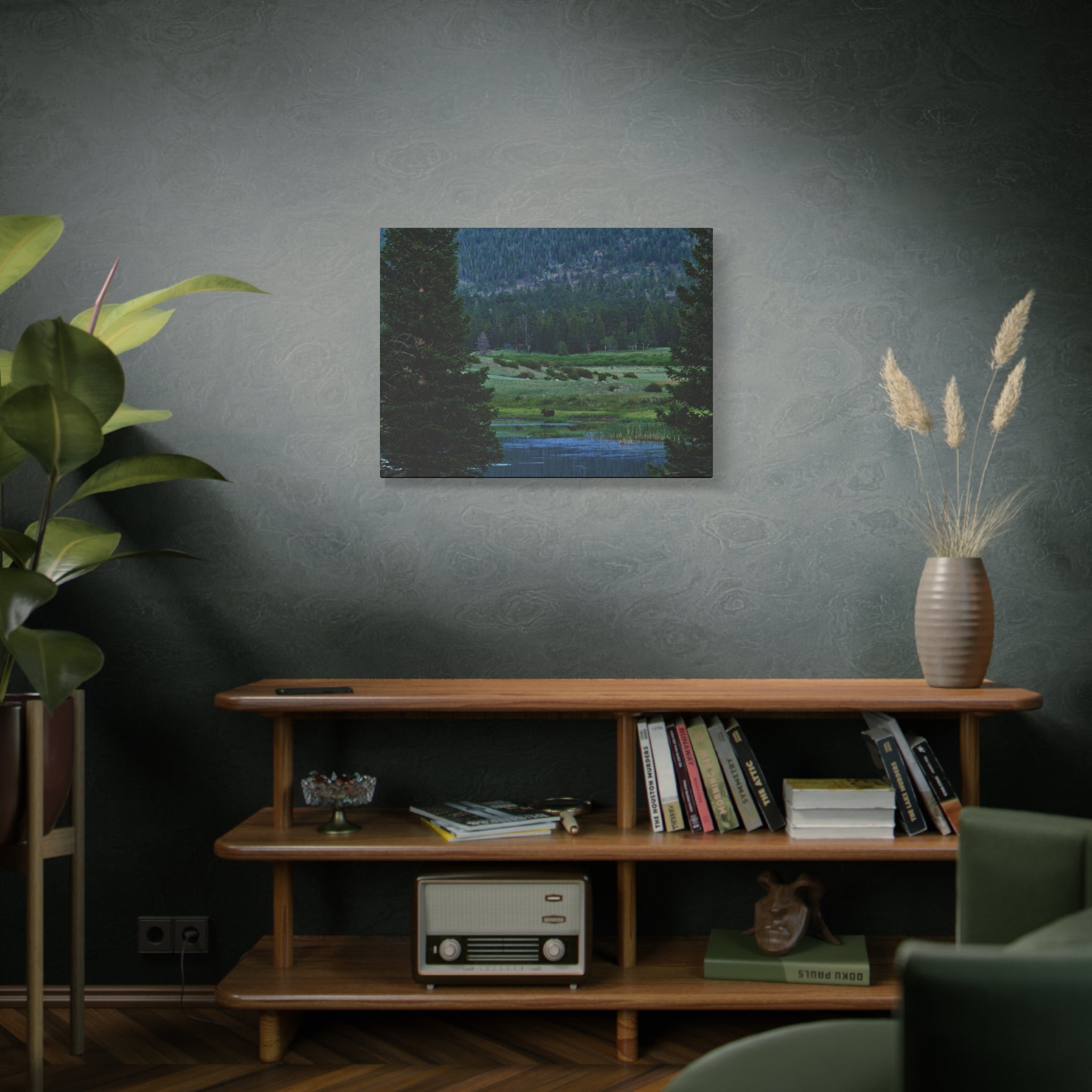 Moose Meadow Canvas Wall Art – Stretched Matte Landscape Print